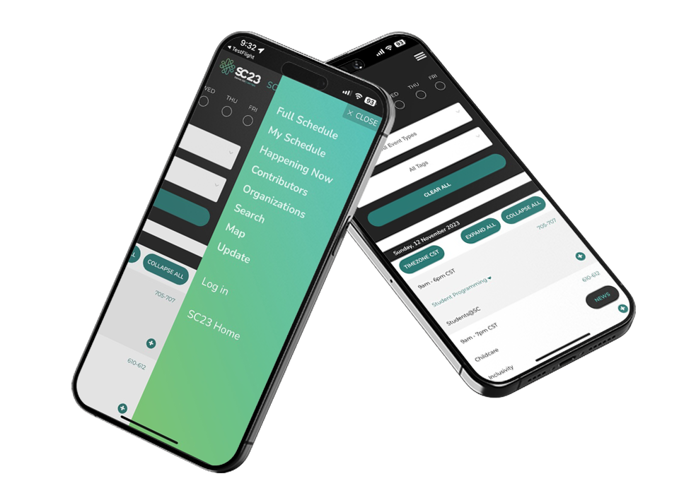 SC23 mobile screen mockup