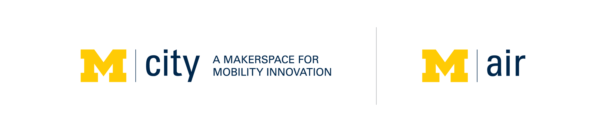 Mcity: A Makerspace for Mobility Innovation and M-air logos