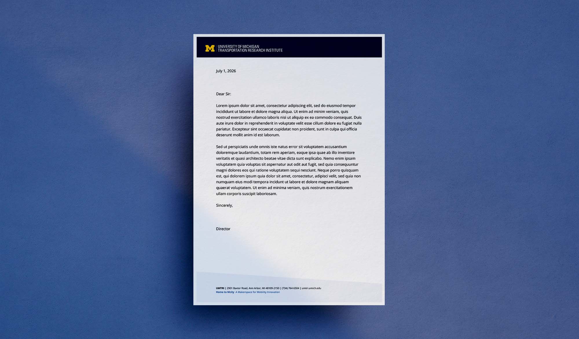 UMTRI letterhead