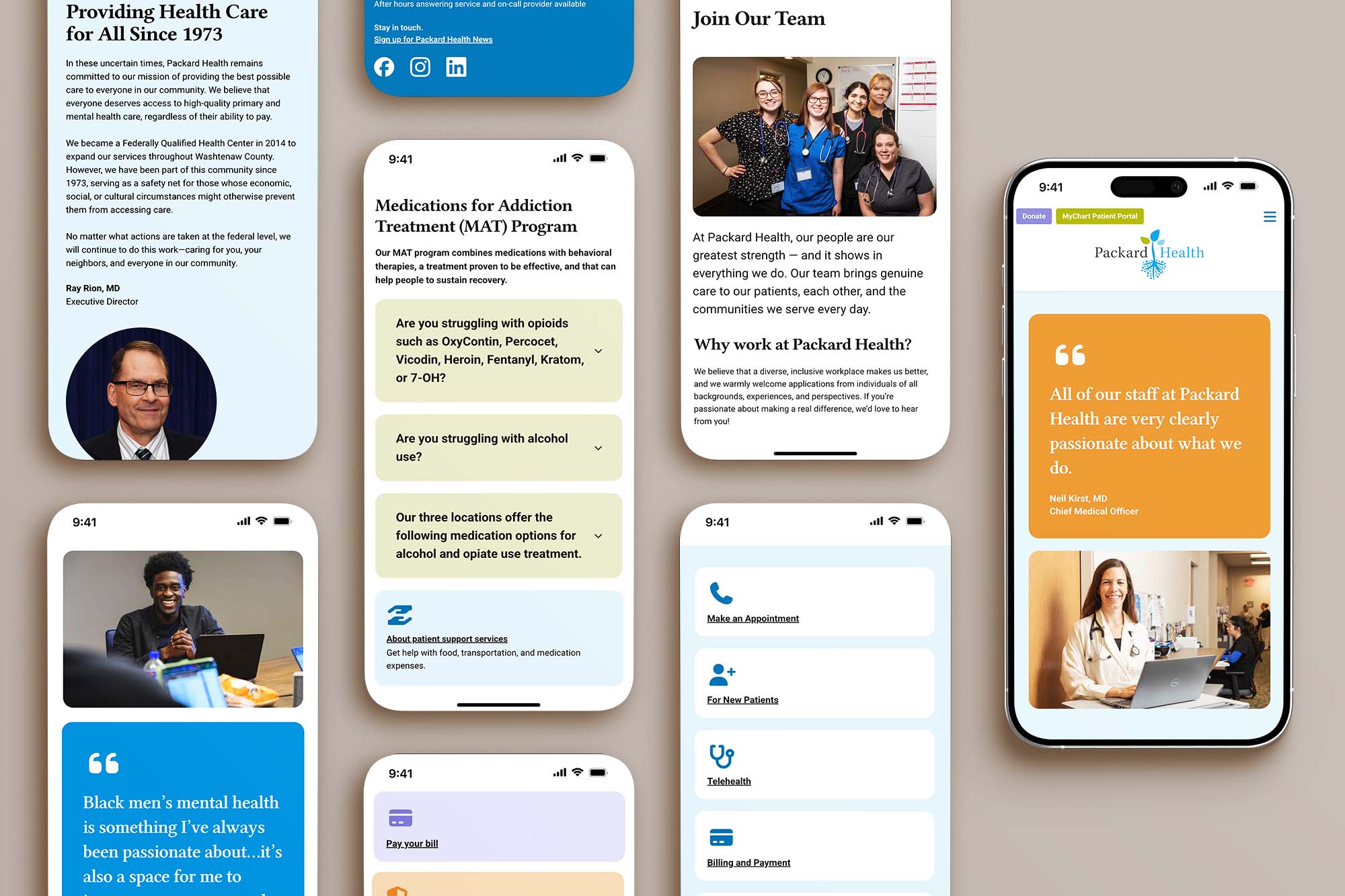 Packard Health website mobile versions